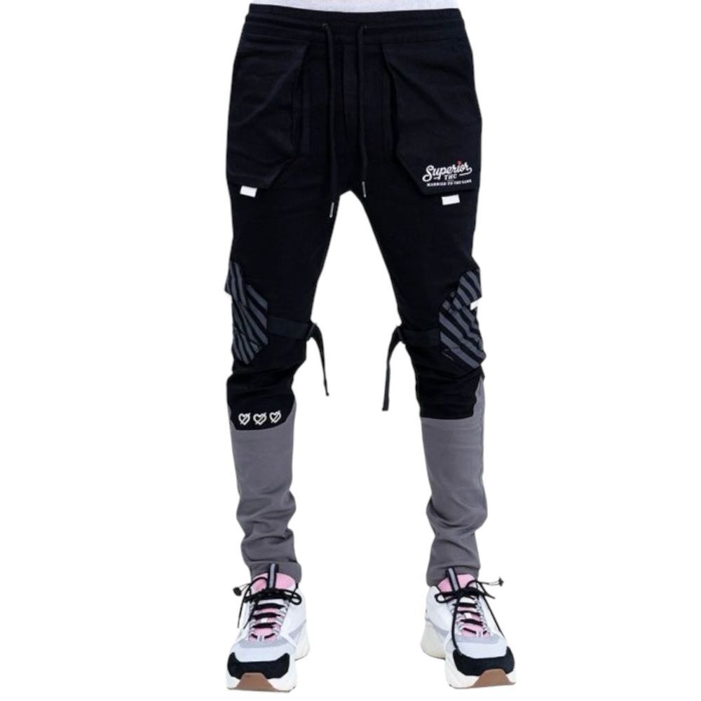 NWT The Hideout Clothing Love Day Black Cargo Pants Joggers Unisex Size Medium